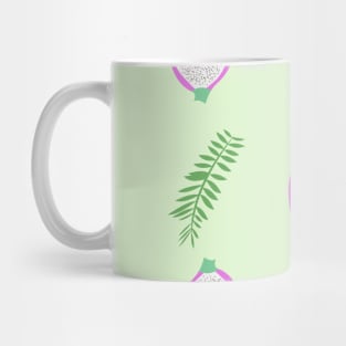 Pitaya and leaves of palm. Mug